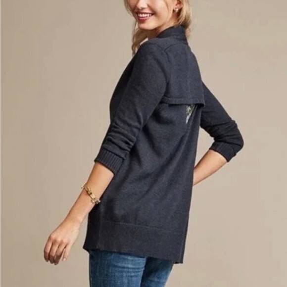 Cabi Open Cardigan Sweater with Key-hole back design in dark Navy Blue. Size S. - Picture 9 of 9
